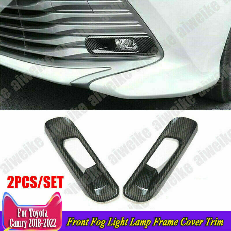 for Toyota for Camry 2018-2022 Carbon Fiber Front Bumper Fog Light Lamp Cover Trims