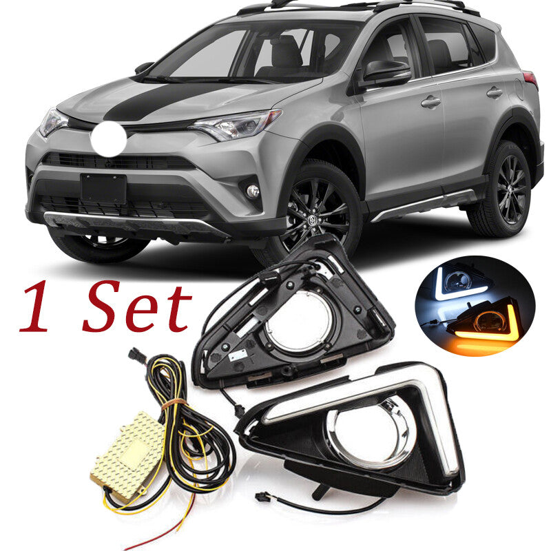for Toyota RAV4 2016-2018 LED Daytime Running Lights Fog Light Turn Signal Lamps