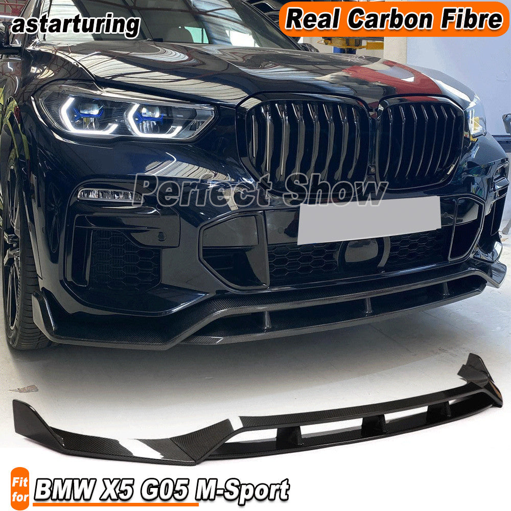 Fit for BMW X5 G05 M-Sport Bumper 2019-2021 REAL Carbon Front Chin Lip Spoiler