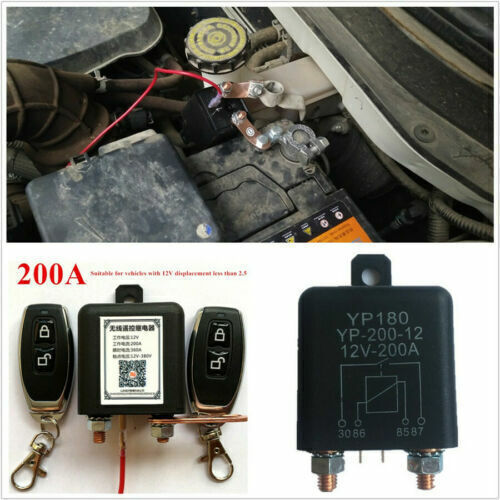 Integrated Wireless Remote Control 12V Battery Disconnect Isolator w/2Pcs Remote