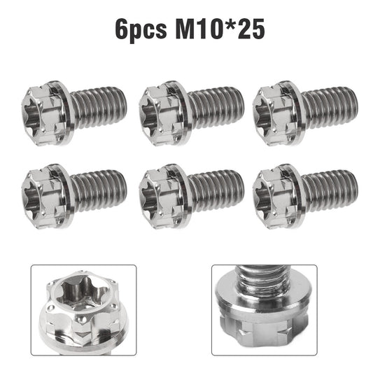6pcs Bolts Torx Head Flange Screws M10x25mm For Motorcycle Bike