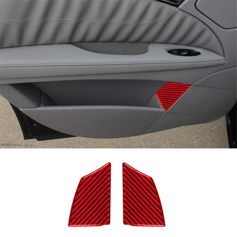 Red Carbon Fiber Rear Door Storage Cover Trim for Mercedes-Benz W211 2003-2009