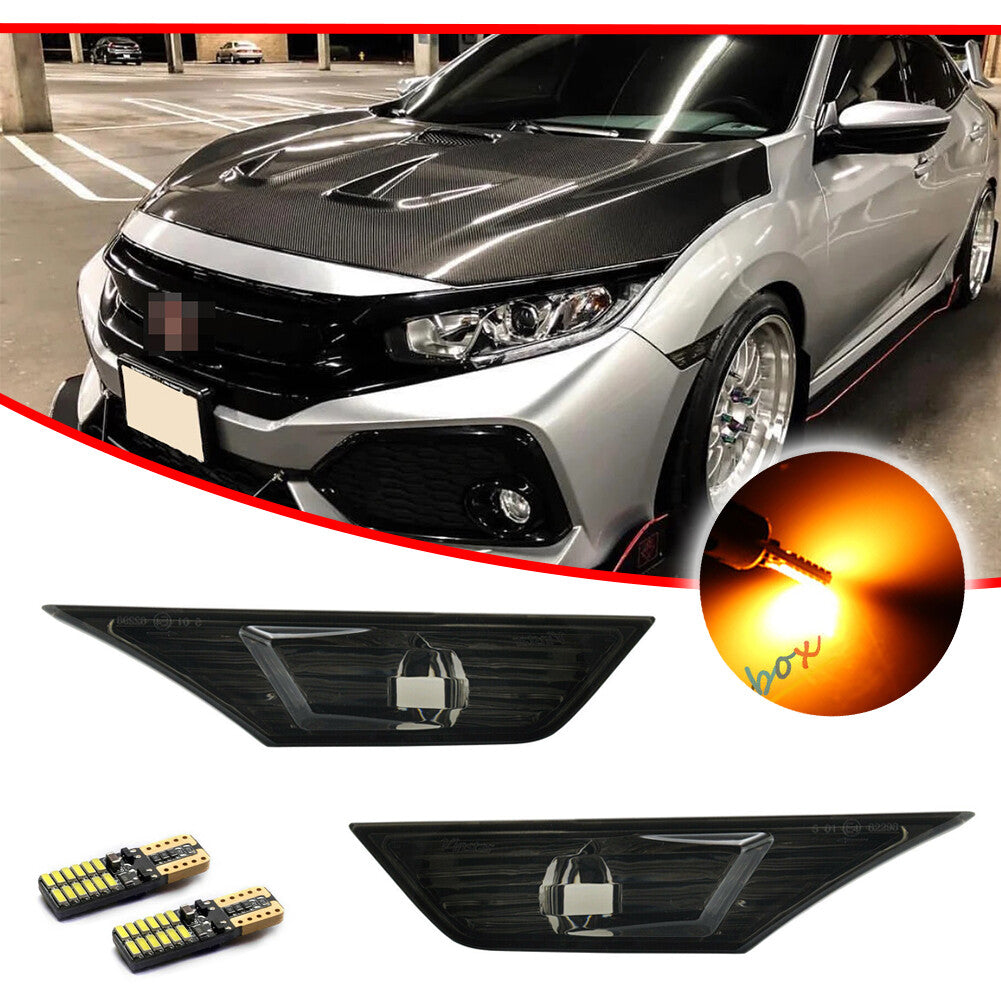 Suitable for 2016-2021 for Honda civilian vehicle smoked side marker lights, rotating signal lights with LED strips.