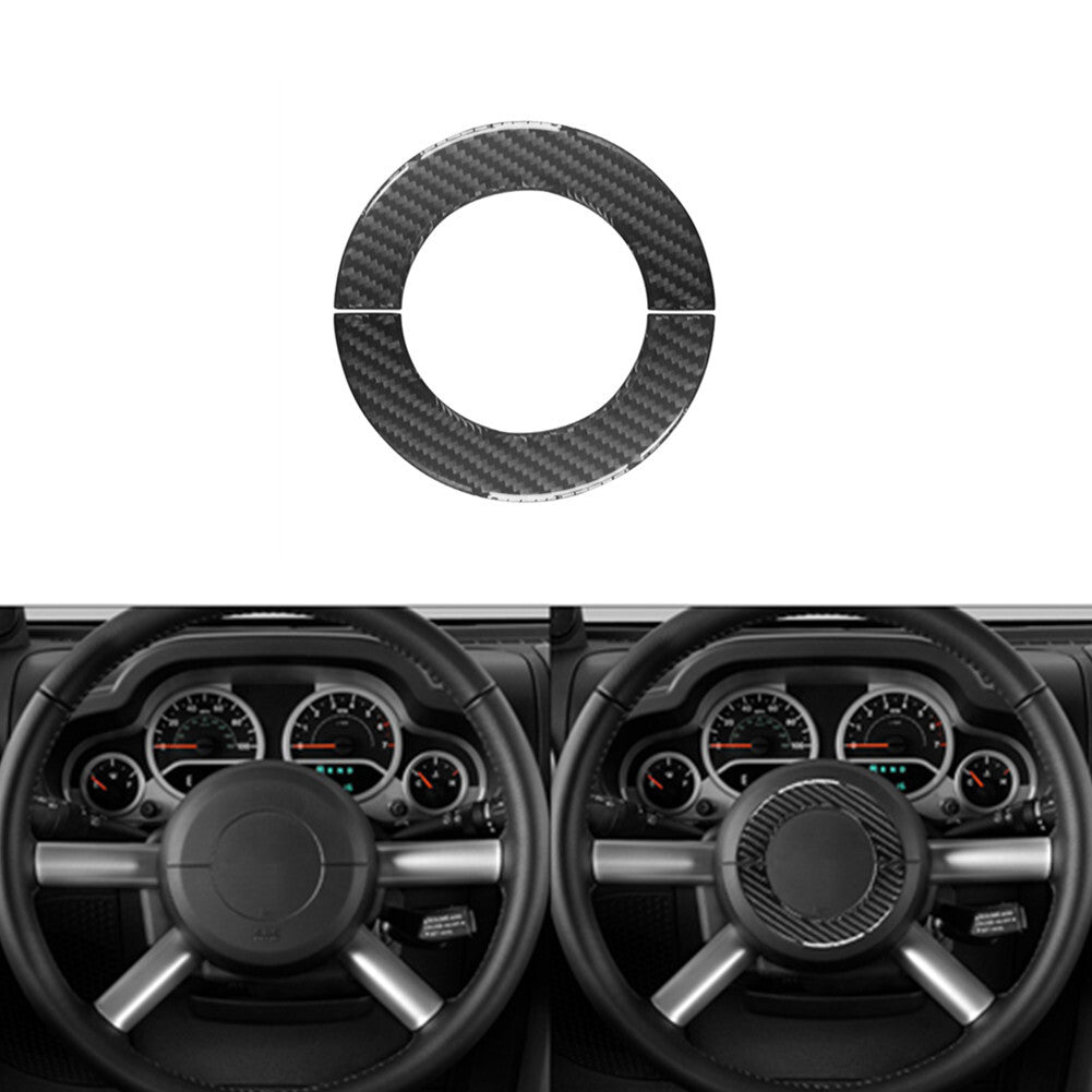 Carbon Fiber Steering Wheel Outer Ring Cover Trim for Jeep for Wrangler 2007-2010