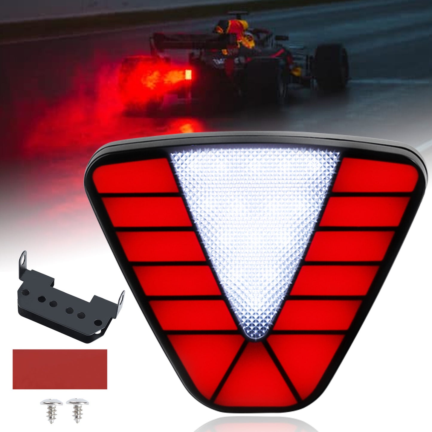 Universal 12V Car F1 Style Triangle LED Rear Stop Tail 3rd Brake Strobe Light AU