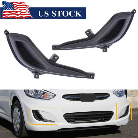 Pair ABS Plastic Car Bumper Fog Light Cover Left+Right for Hyundai Accent 12-17