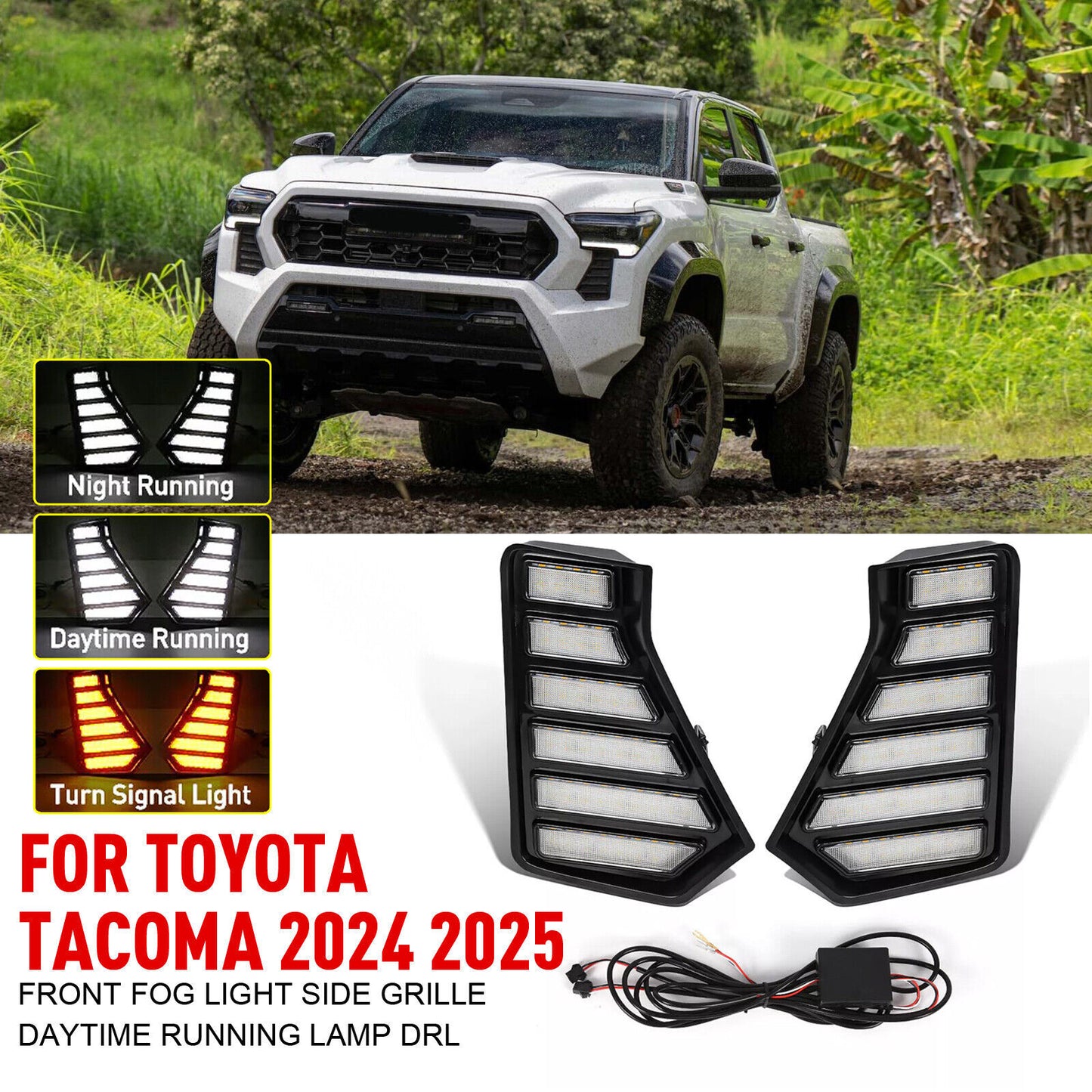 DRL Front Fog Light Side Grille Daytime Running Lamp for Toyota Tacoma 2024 20TD