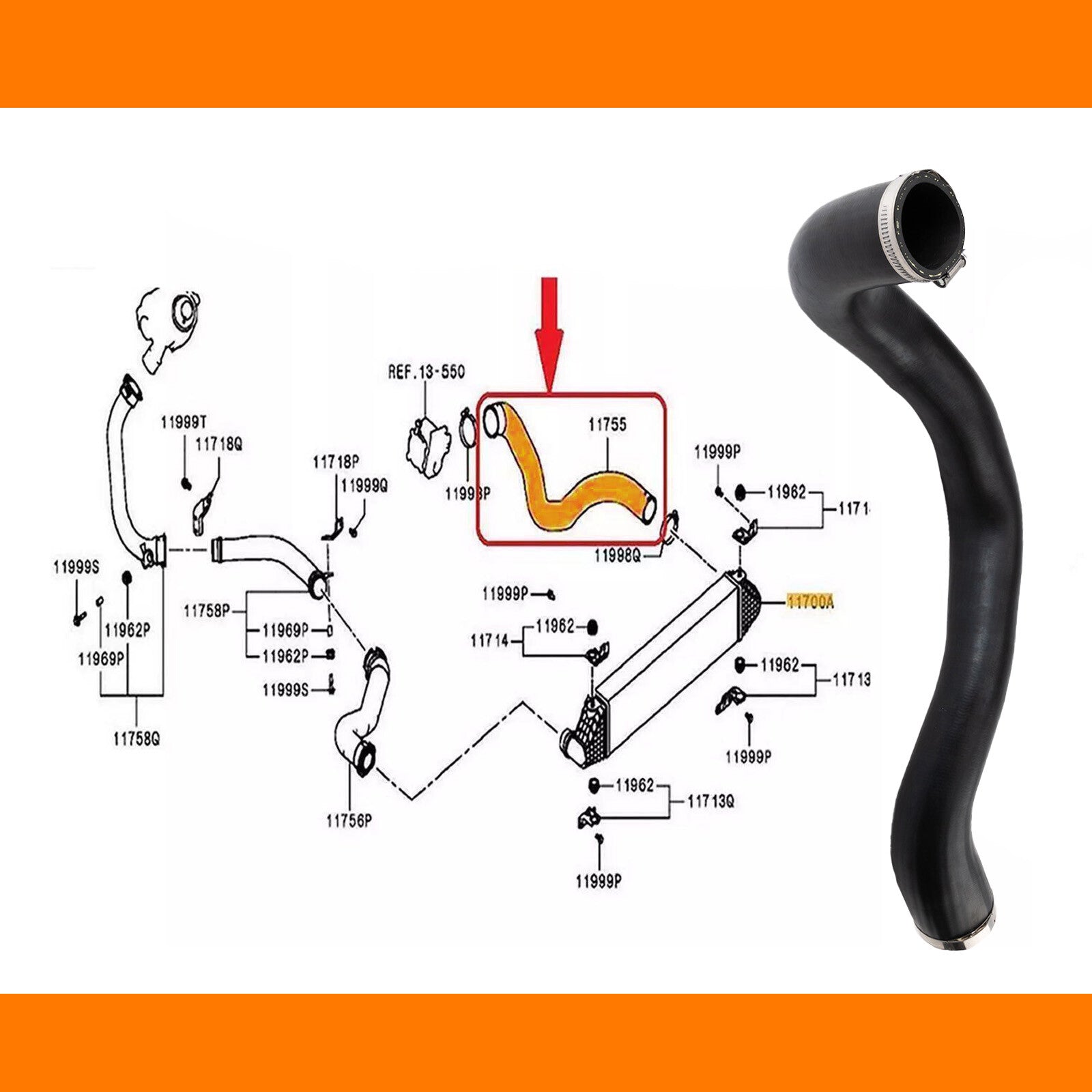 1505B318 Turbo Intercooler Hose Pipe 1505A568 for Mitsubishi Outlander 2.2Di D