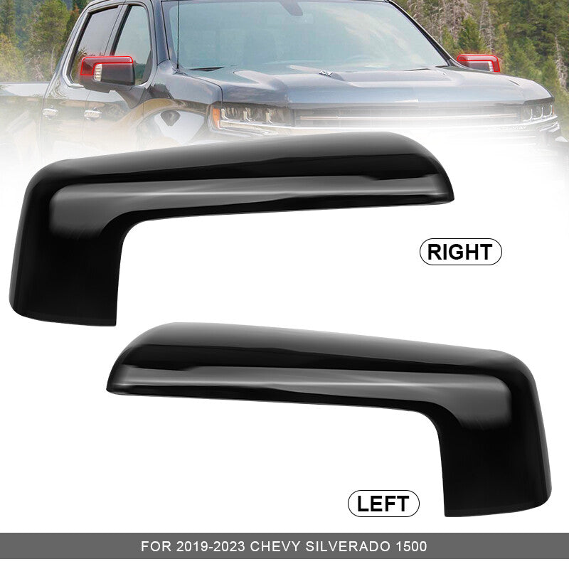 Gloss Black Replacement Mirror Cap Cover Set Fits 2019-2022 for Chevy Silverado 1500