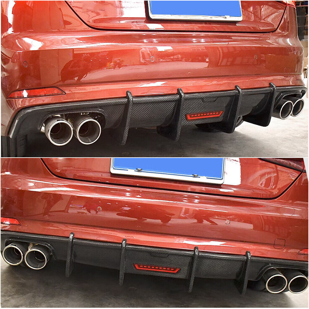 Carbon Fiber Rear Bumper Diffuser Lip Spoiler Fit for Audi A4 B9 Sedan 2017-2019