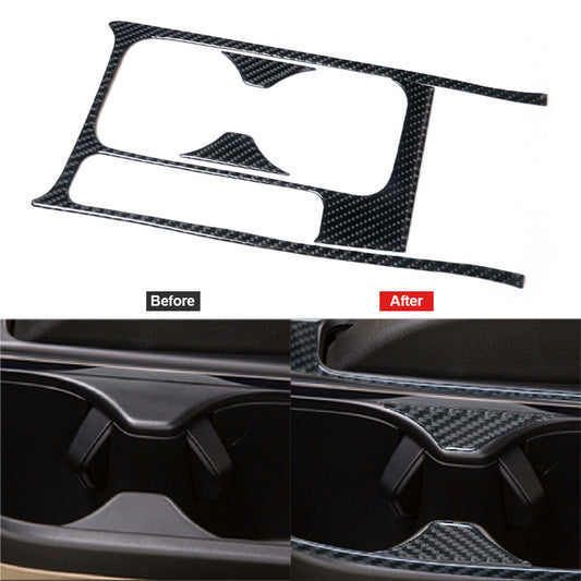 3x Carbon Fiber Center Water Cup Panel Trim Cover for Honda for Civic Coupe 13-15