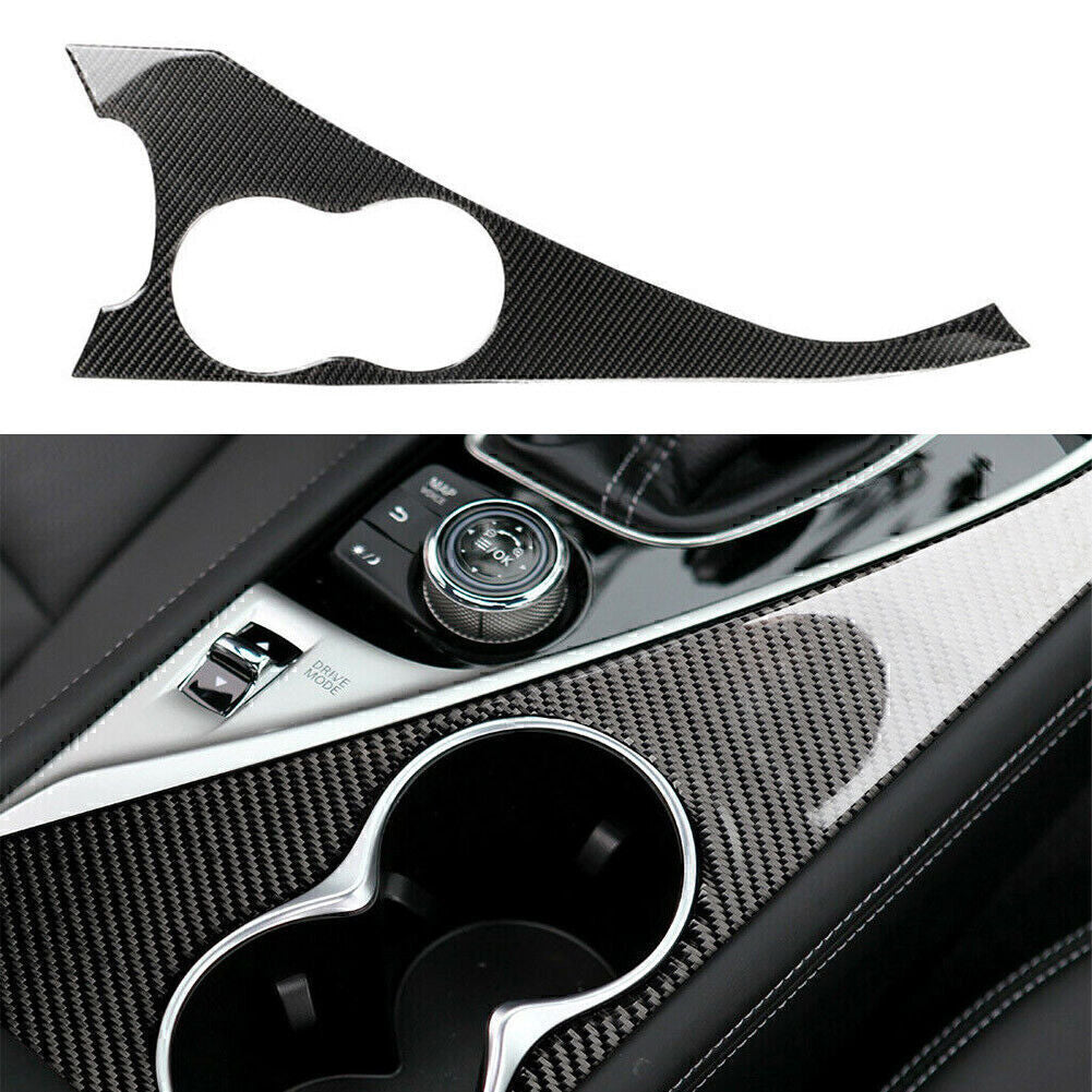 Carbon Fiber Interior Water Cup Holder Panel Trim Cover for Infiniti Q50 14-19