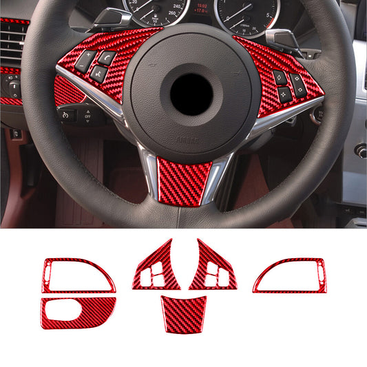 for BMW 6Series E63 E64 2004-2010 Red Carbon Fiber Steering Wheel Set Cover Trim