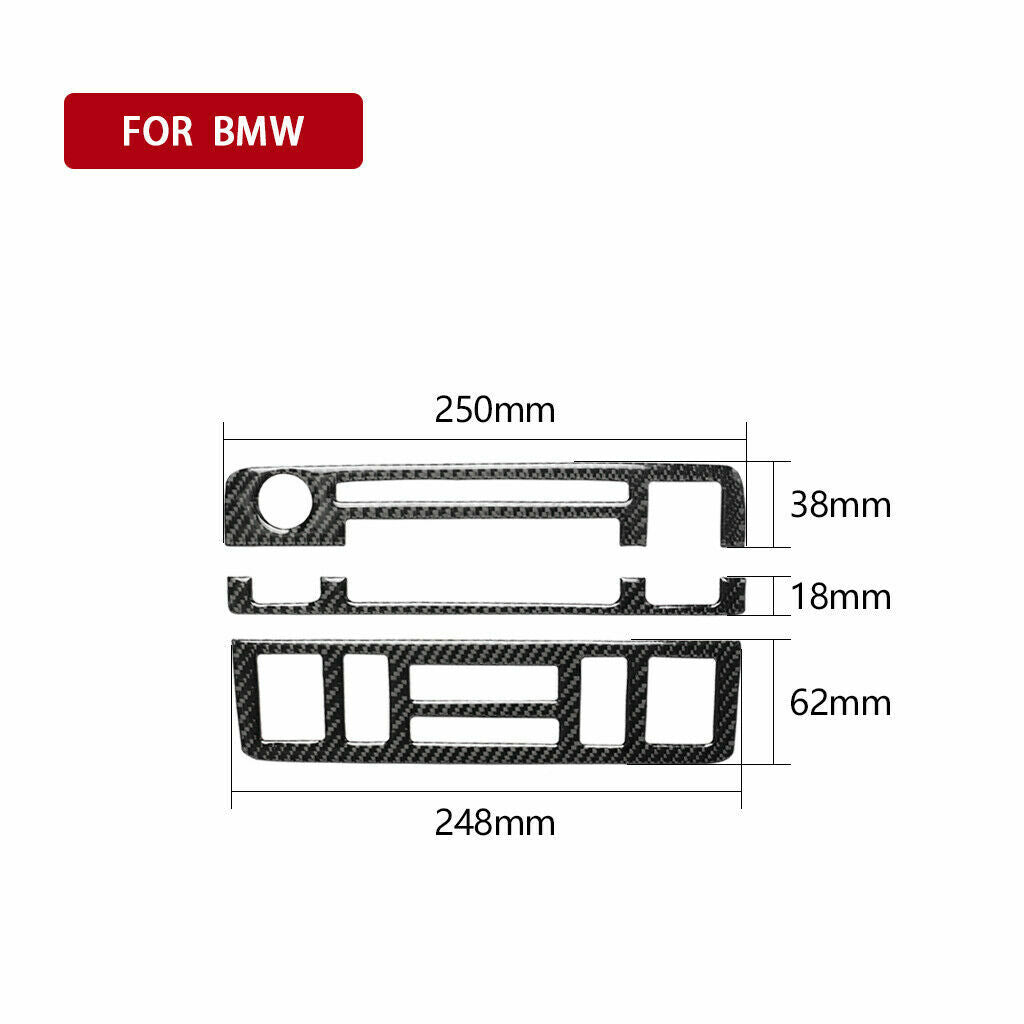 Carbon Fiber Console AC CD Cover Trim Fit for BMW 3 Series E46 1998-05
