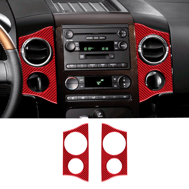 Red Carbon Fiber Center Air Vent Outlet Outer Frame Cover for Ford F150 2004-08