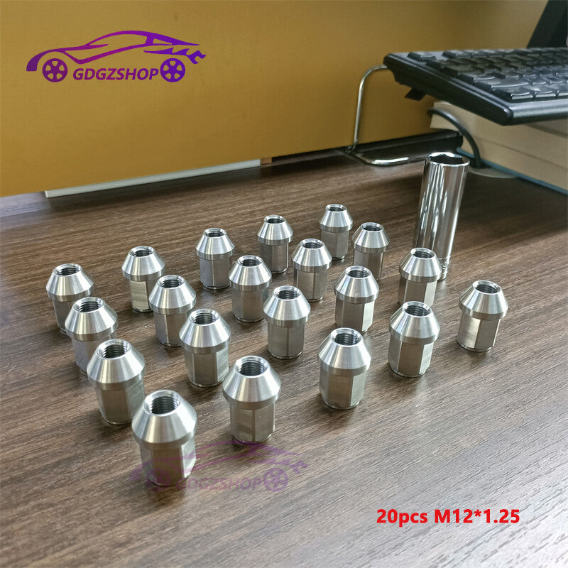20pcs M121.25 Stainless Steel Wheel Nuts Lug Nut Universal Hex 19mm Length 35mm