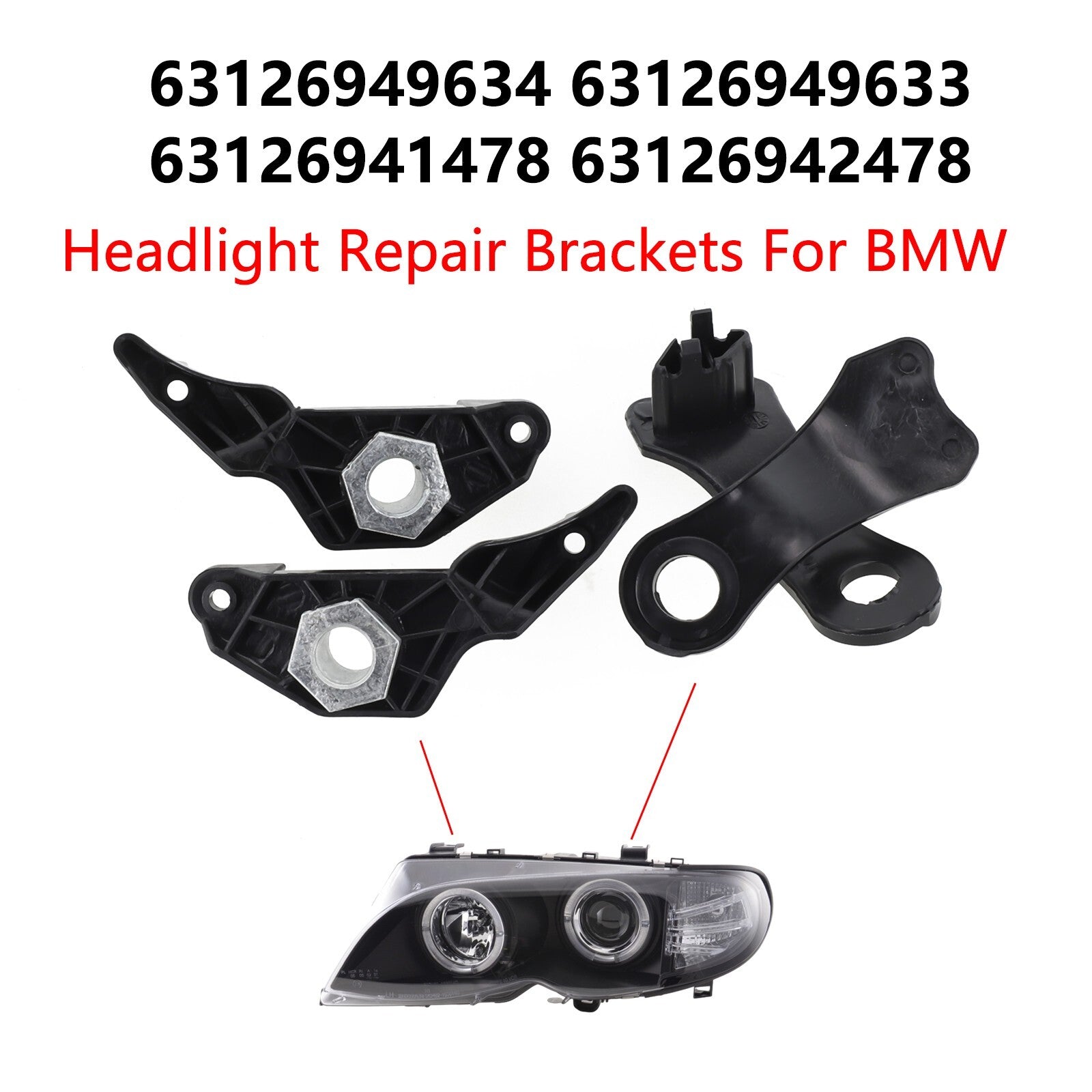 Front Headlight Bracket Set for E60 E61 525i for 530I 540i 545i 550i Set of 2
