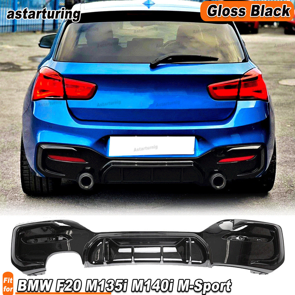 for BMW F20 F21 LCI 1 Series Sport M140i M135i Rear Diffuser Gloss Black 2015-19