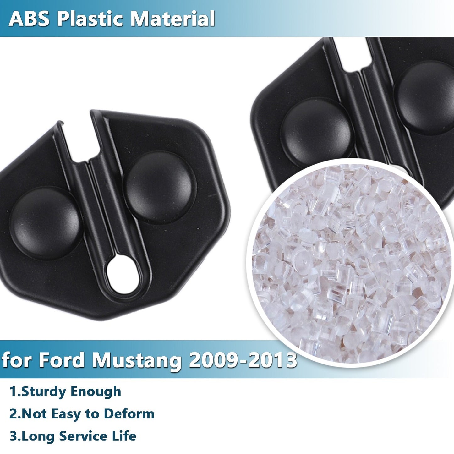 2PCS Black Door Lock Buckle Cover Protection Trim for Ford for Mustang 2009-2013