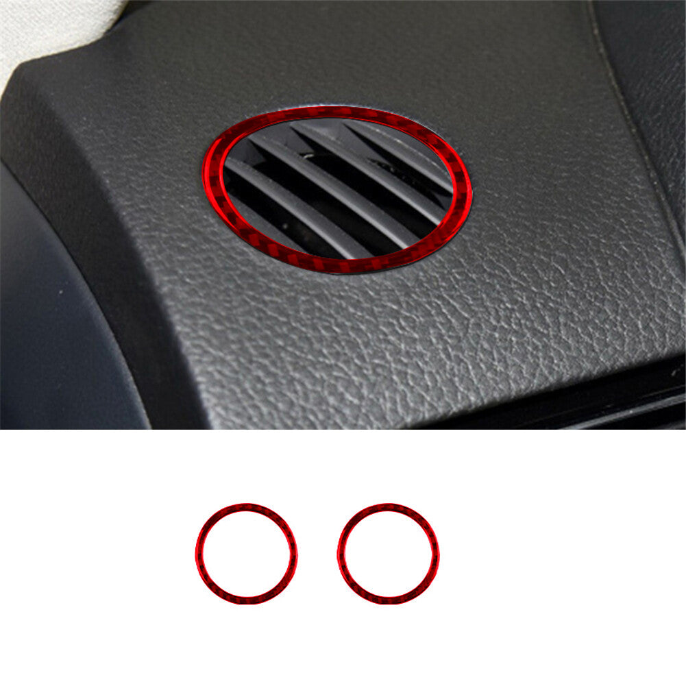 Red 2X Carbon Fiber Vent Ring Trim for VW Touareg 2011-2018