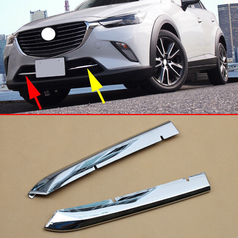 2P Chrome Front Bumper Lower Grille Mesh Cover Trim Molding for Mazda CX-3 16-21