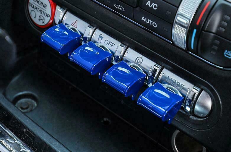 Painted Blue Central Console Aircraft Button Trim Fit for Ford for Mustang 2015-2021