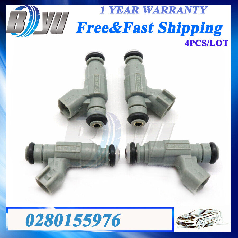 Set of 4 0280155976 Fuel Injectors for Chrysler PT Cruiser 2.4L L4 Gas 2001-2003