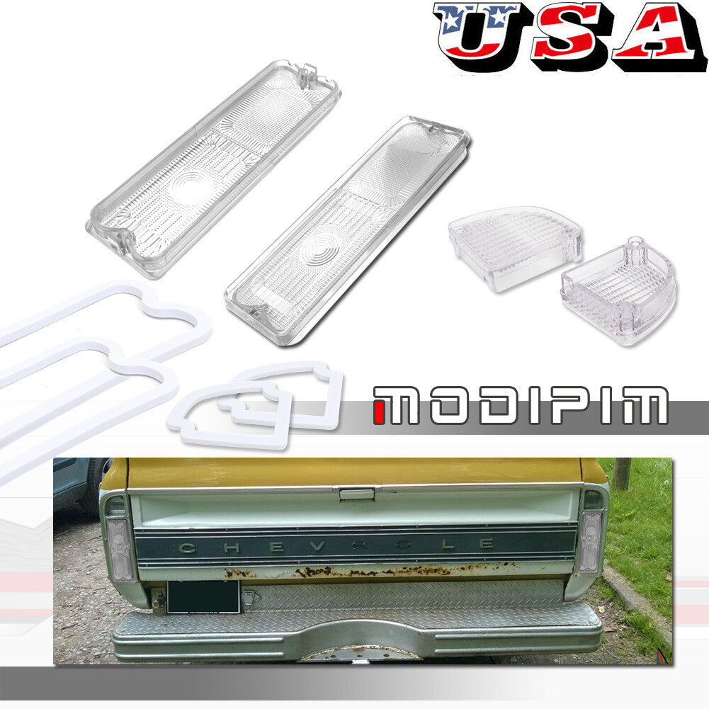 Package/4 with Washer Pickup Taillight Covers, Clear for Chevrolet and Gimsi Trucks 1967-1972