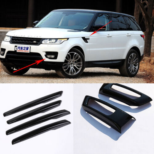 ABS Black Front Fog Lamp+Side Fender Air Vent Trim for Range Rover Sport 14-2017