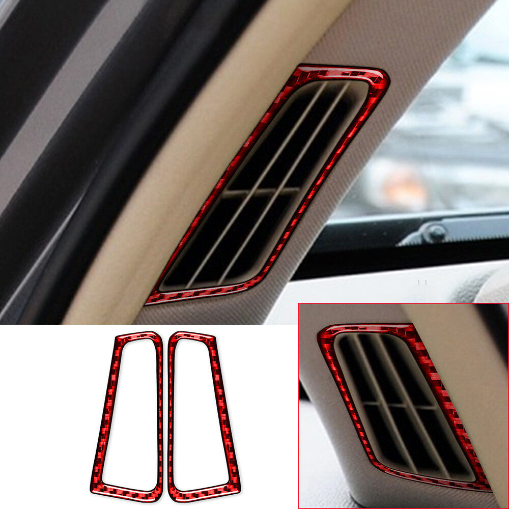 2¡ÁRed Carbon Fiber Demist Air Vent Outlet Cover for Infiniti G37 Sedan 2007-2013
