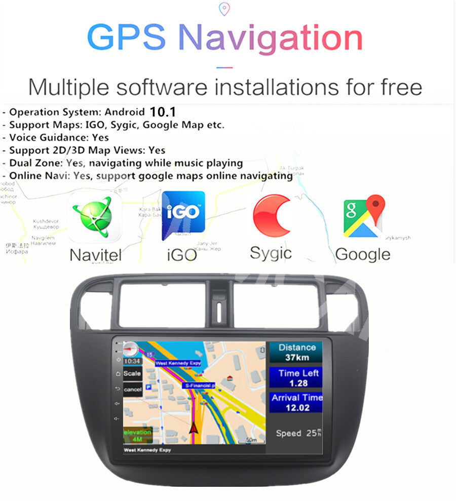 9in Car Radio Touch Screen WiFi For Carplay Fit for Honda for Civic 1995-2000 LHD