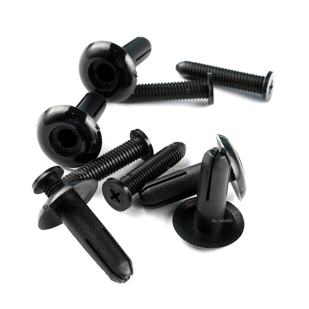 10x Clips for Mitsubishi Eclipse Front Bumper Push Type Retainer Black Plastic