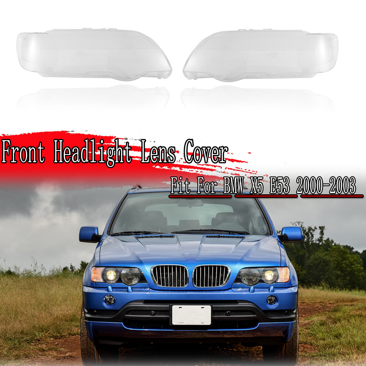 Headlight protective cover, lens housing, transparent cover, suitable for BMW X5 E53 2000 - 2003 (approximately).