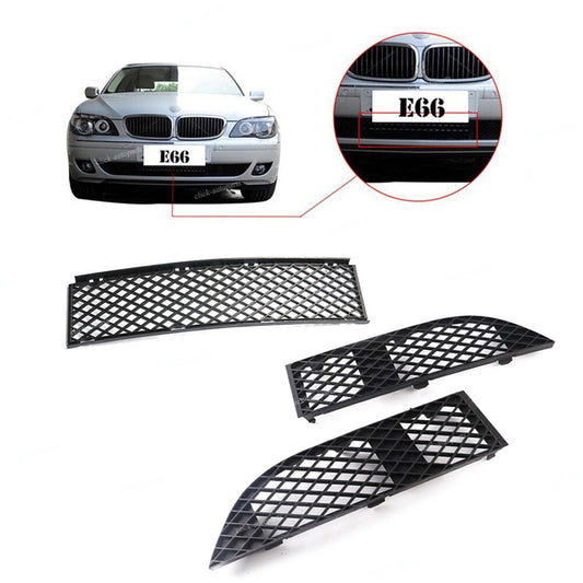 3PCS Front Bumper Lower Grille Plastic Grid Grill for BMW 7 Series E65 E66 LCI