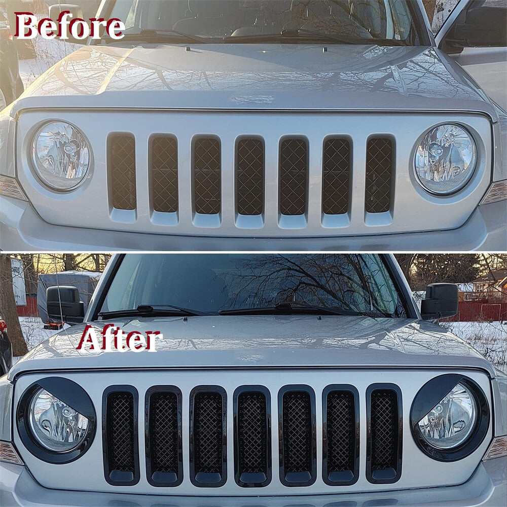 Pair Front Angry Eyes Style Light Headlight Trim Cover for Jeep Patriot 2011-17