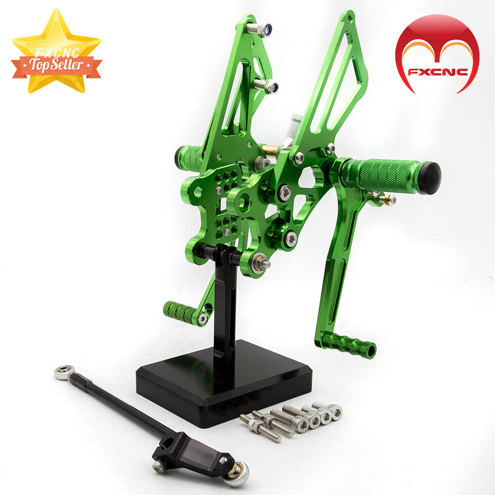 Suitable for Kawasaki ZX12R 2000 - 2001 CNC-machined rear wheel spikes and pedals (green).