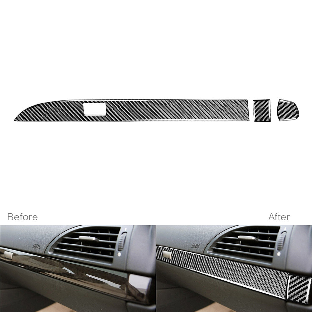 3x Carbon Fiber for Co -pilot Storage Box Cover Trim for BMW 6 Series E63 E64 2004-10