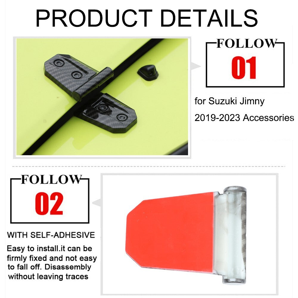 Carbon Fiber Engine Hood Door Hinge Protective Cover for Suzuki for Jimny 2019-2023
