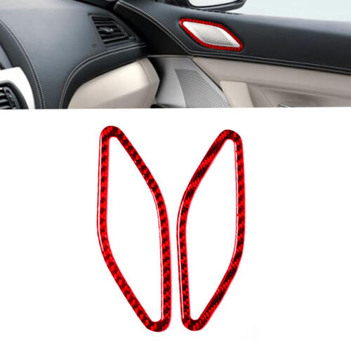 2Pcs Red Carbon Fiber Door Speaker Cover Trim for BMW 6 Series F12 F13 2011-2018