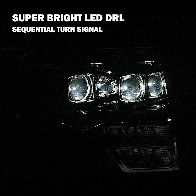 Suitable for 09-14 for Ford F-150s with new dual LED projector chrome headlights (left + right).