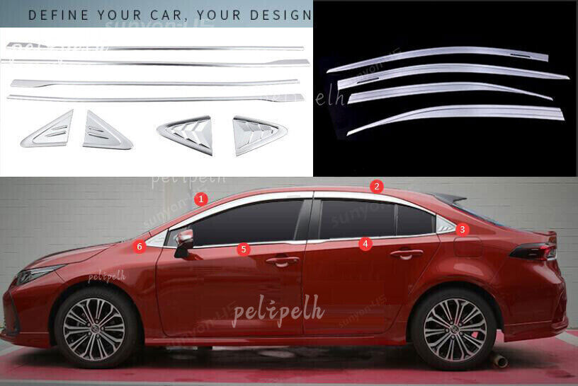 for Toyota for Corolla Sedan 19-23 Chrome Side Window Molding Trim Visor Rain Guards