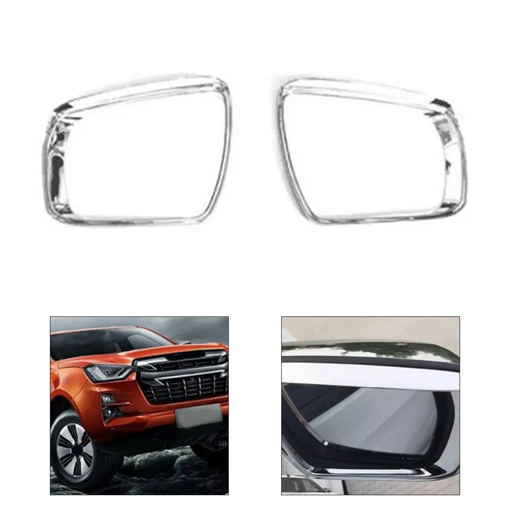 Chrome Rearview Mirror Rain Eyebrow Cover Trim for Isuzu D-Max Dmax 2021-2024