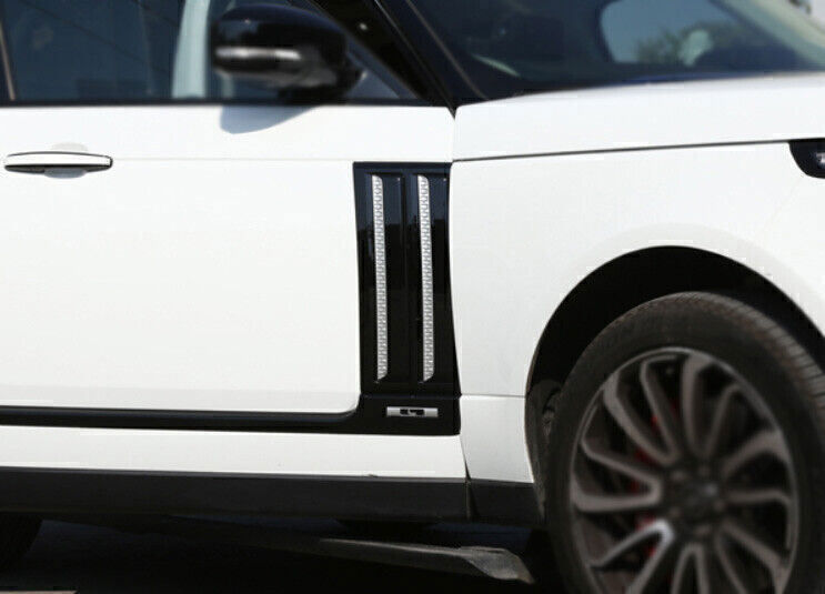 2X Silver Black Front Side Vent Fender Cover Refit for Range Rover L405 2013-22