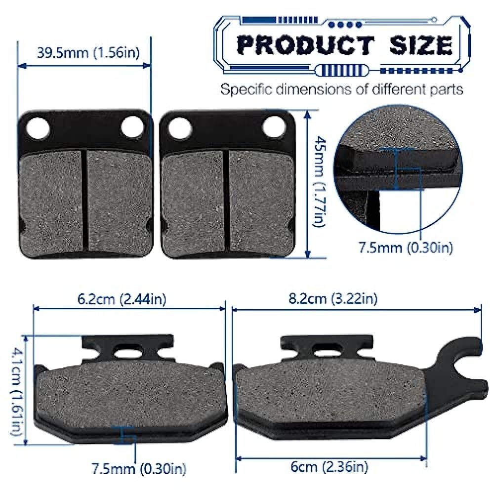 Brakes Pads for Yamaha Kodiak 400 450 YFM450FA Grizzly 400 450 YFM400 YFM450
