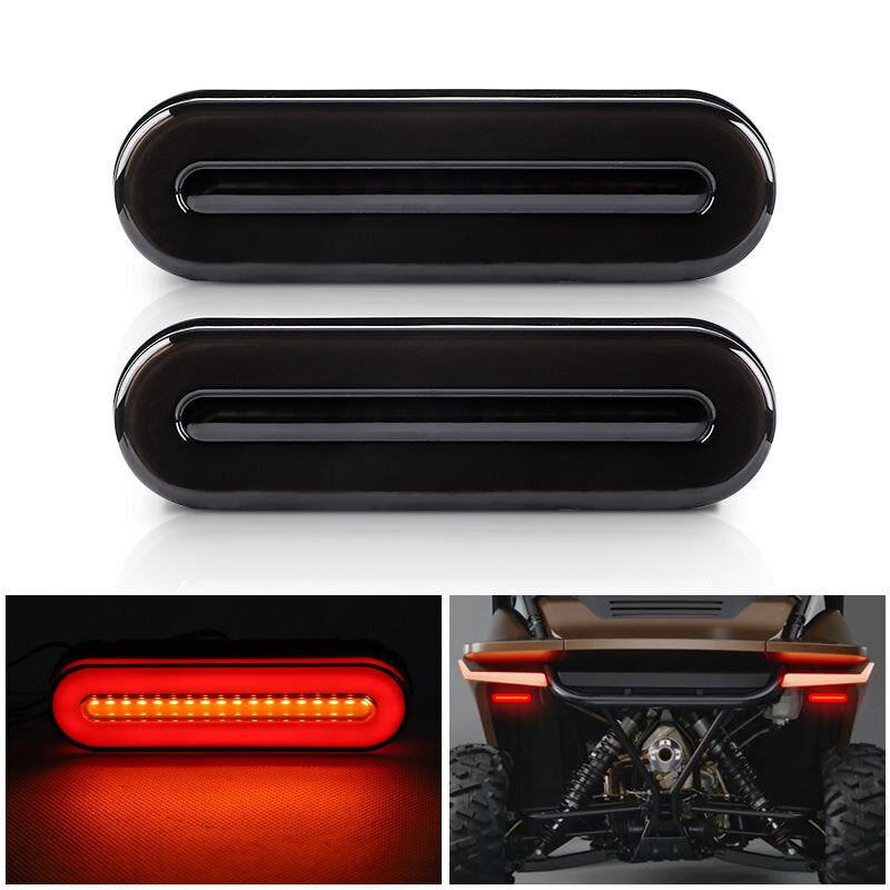 2PC Red Amber Oval 5 LED Truck Trailer Stop Turn Tail Brake Lights DRL Flowing