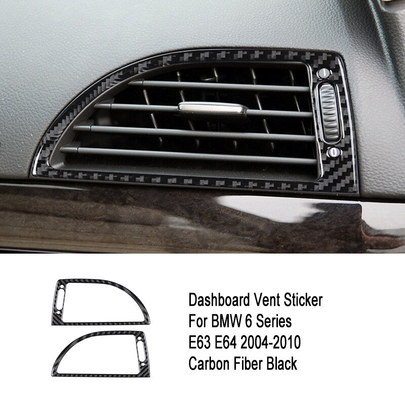 2pcs Carbon Fiber Dashboard Side Air Vent Cover for BMW 6 Series E63 E64 2004-10