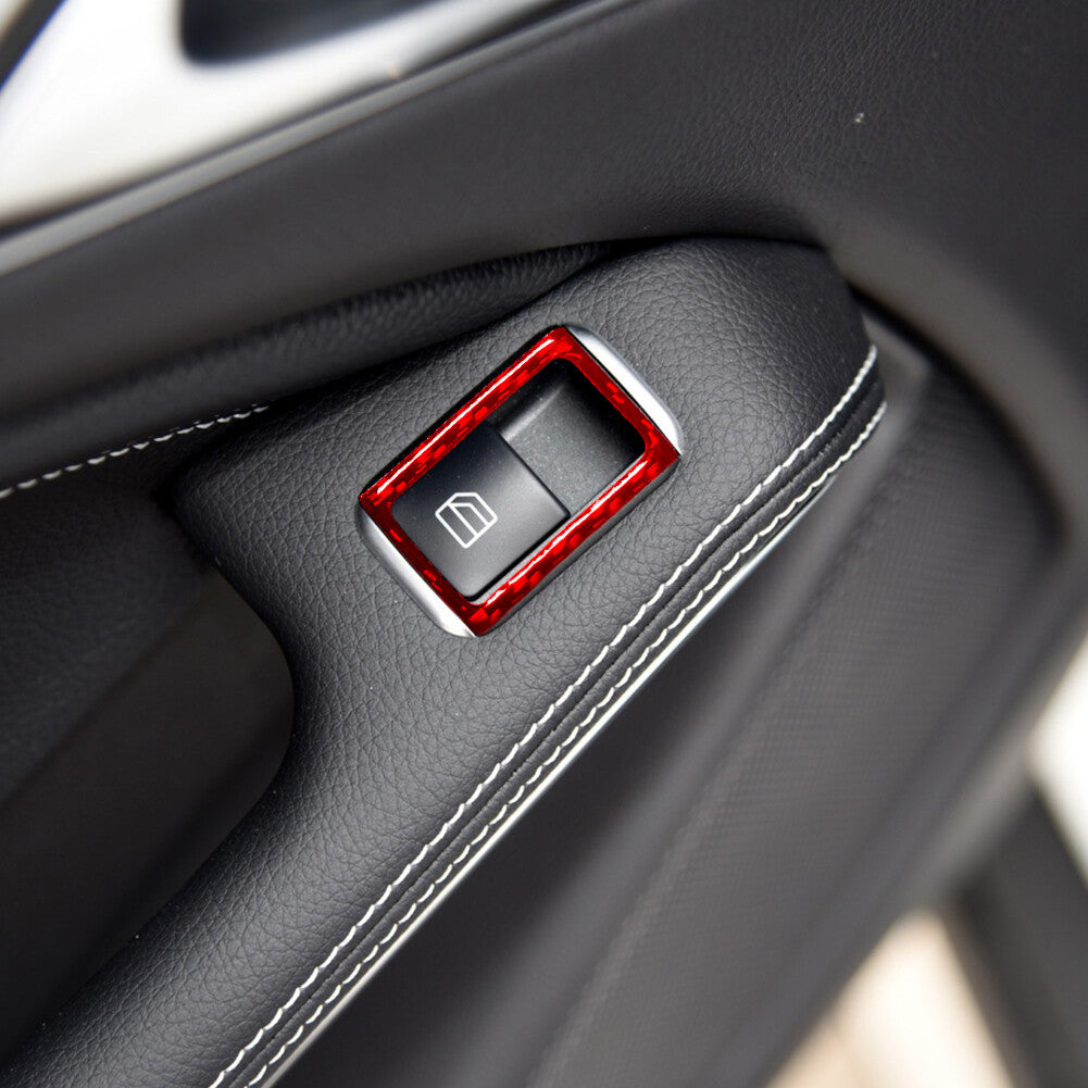 4X Red Window Button Trim for Mercedes-Benz CLA GLA 2014-2018