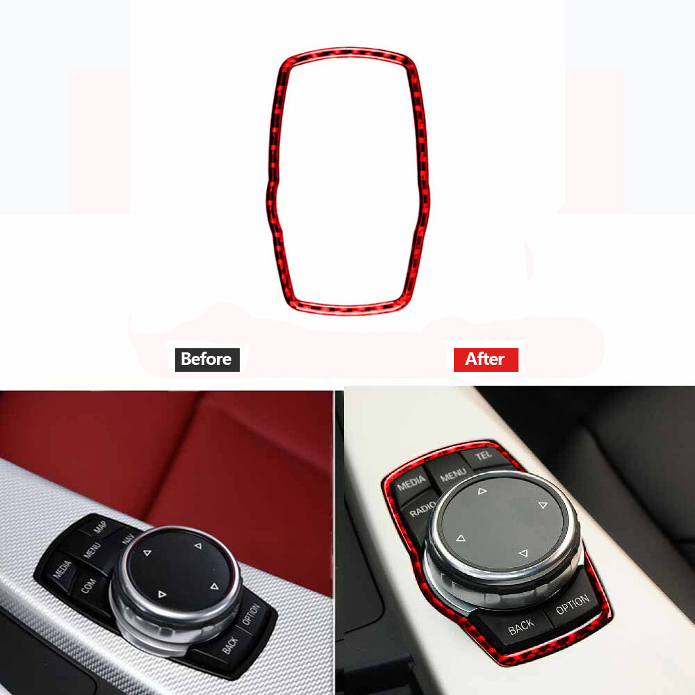 Red Carbon Fiber Inner Multmedia Frame Trim Cover for BMW 3 Series F30 2013-2019