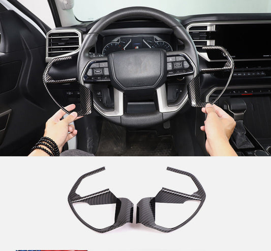 For Tundra 2022-2024 Carbon Fiber Pattern Steering Wheel Button Trim Cover
