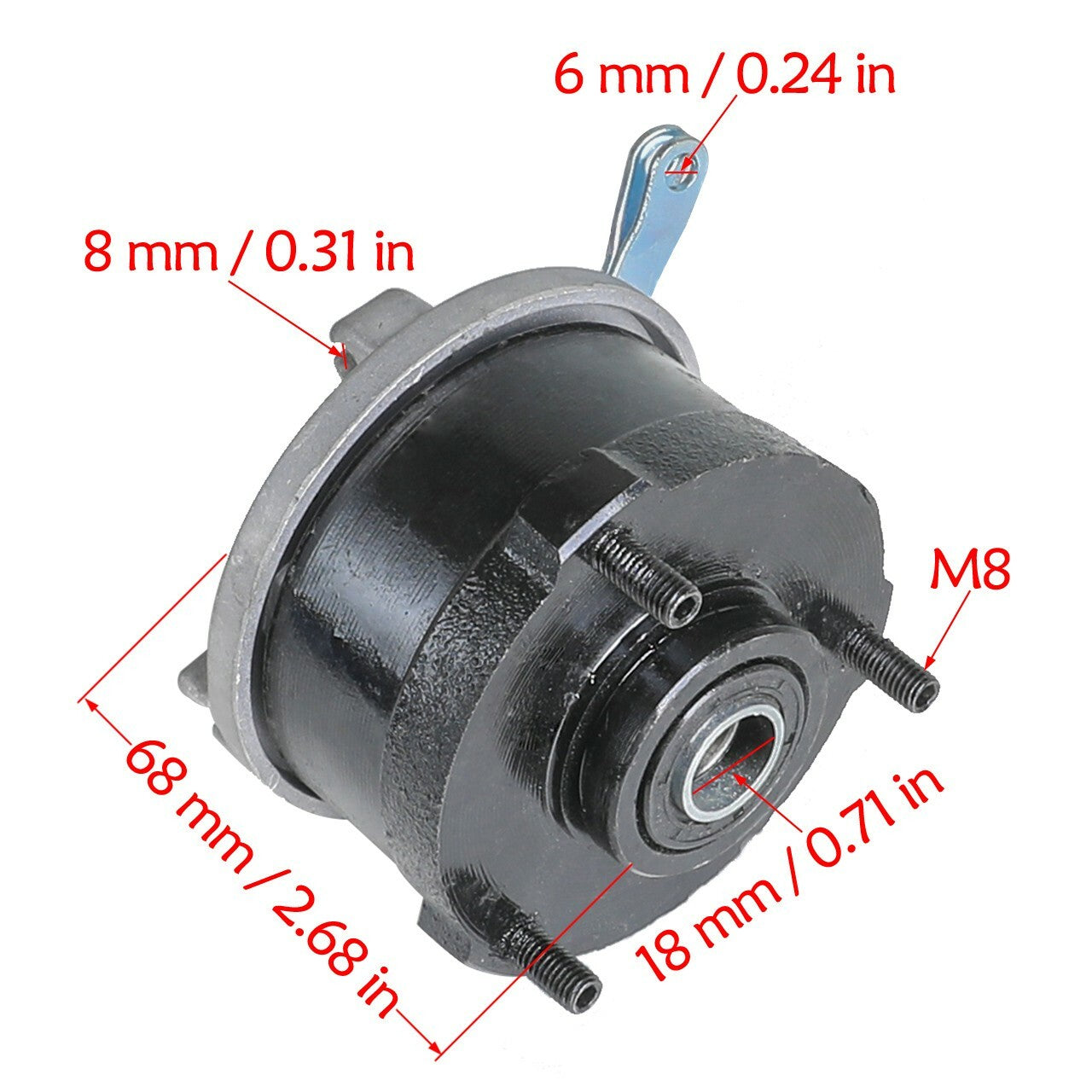 Front brake drum, hub steering spindle joint, suitable for all-terrain vehicles, four-wheel off-road vehicles, 6 7 tires